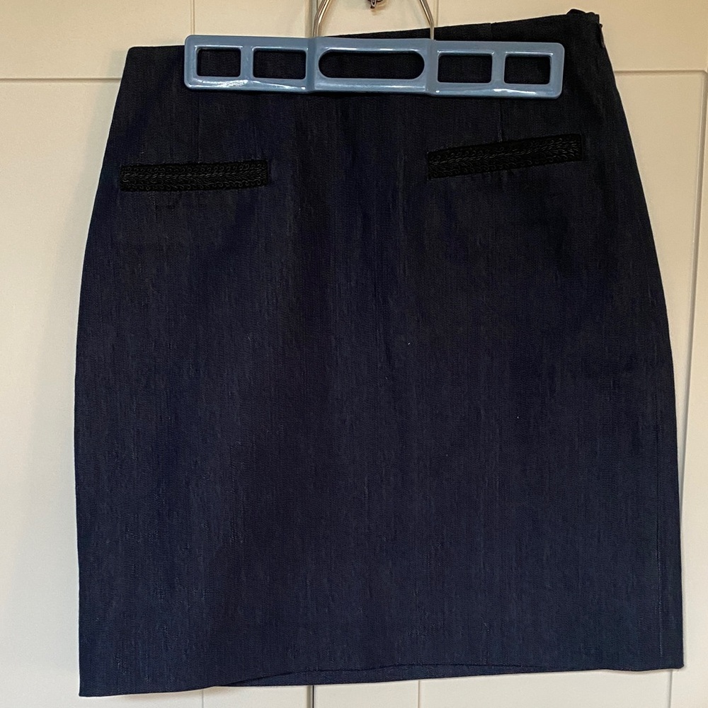 Brooks Brothers Navy Pencil Skirt with Decorative Pockets